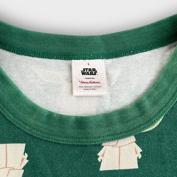 Hanna Andersson Pajama Set Top Star Wars Yoda Print Organic Cotton Adult L - Picture 4 of 6